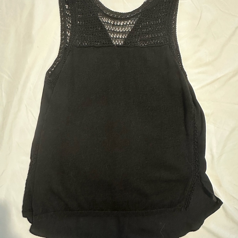 LOFT Black Crochet Detail Tank Top